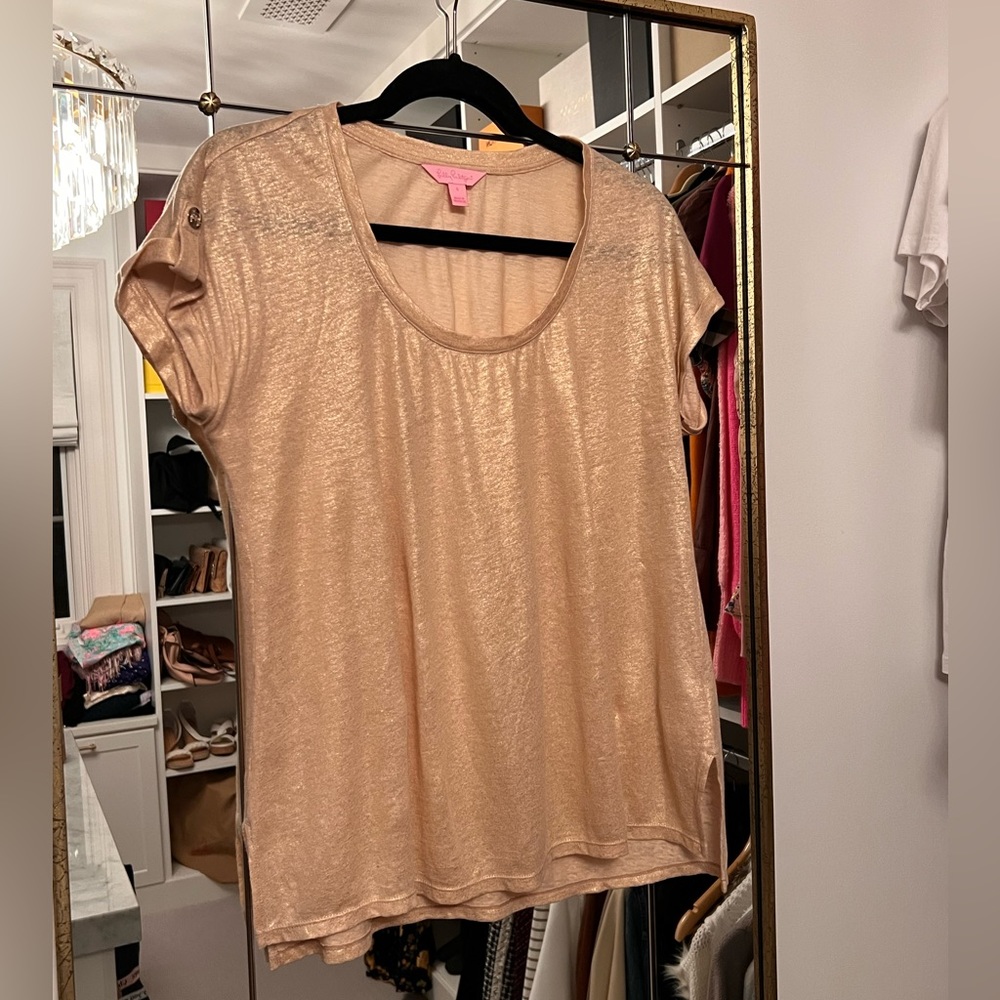 Gold Lilly Pulitzer Short Sleeve Top